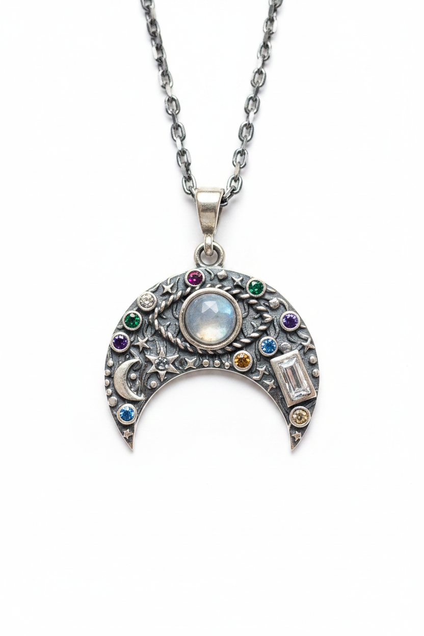 Chakra Moonstone Eye Necklace