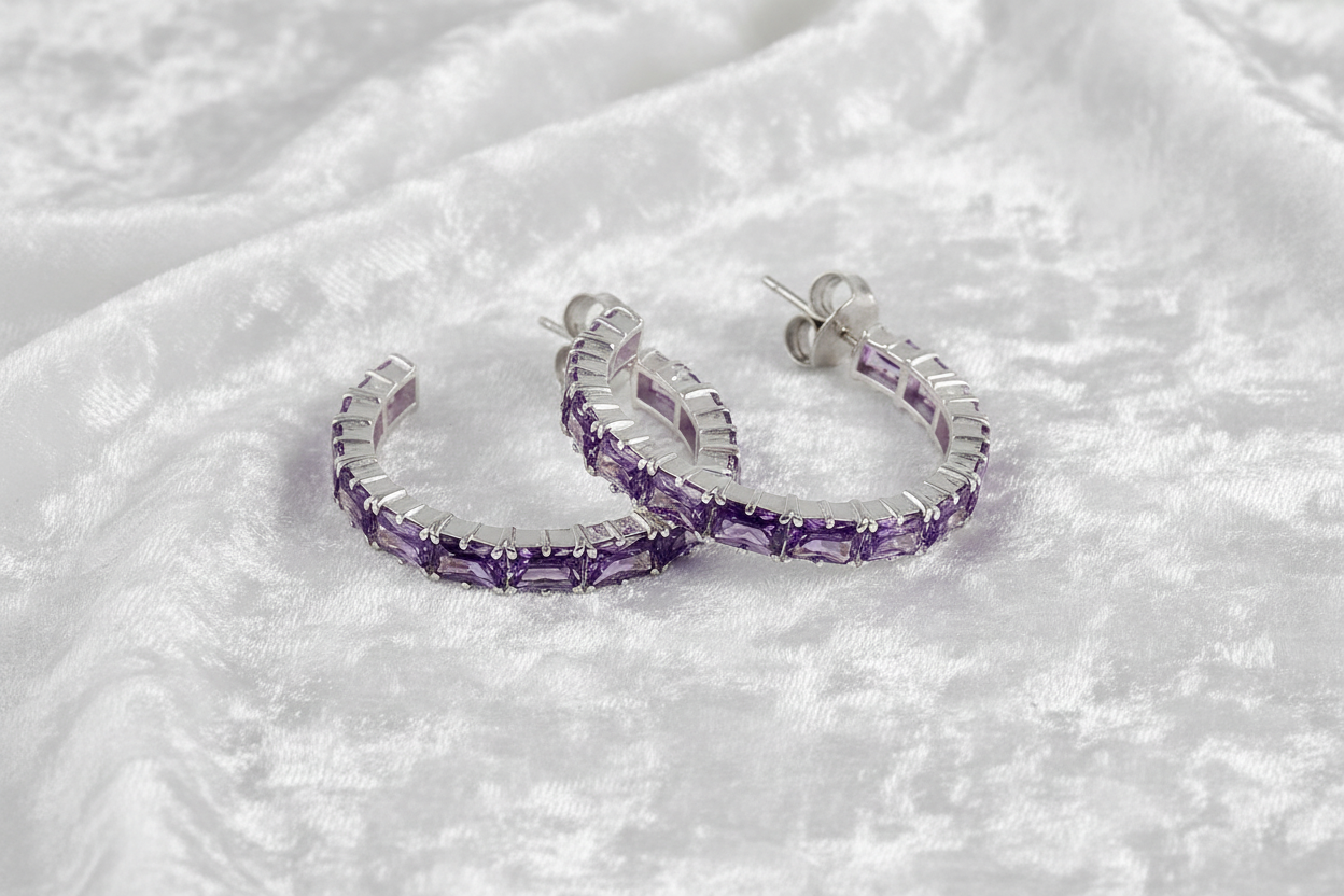 Violet Amethyst Hoops