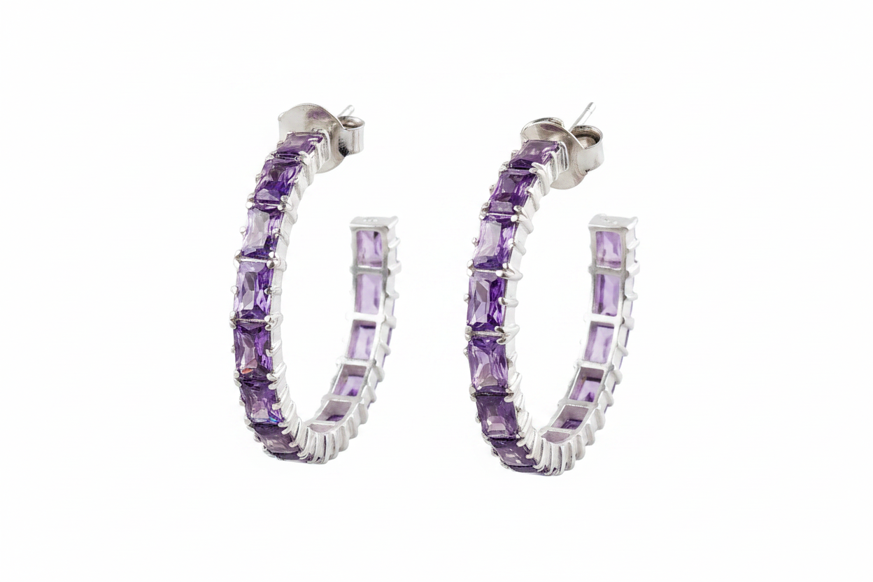 Violet Amethyst Hoops