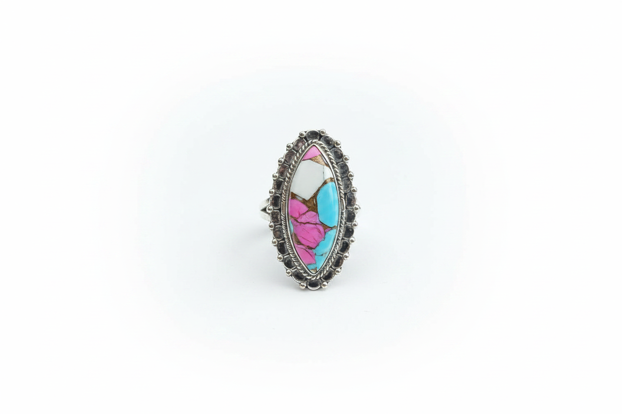 Pink Turquoise Ring Rustic