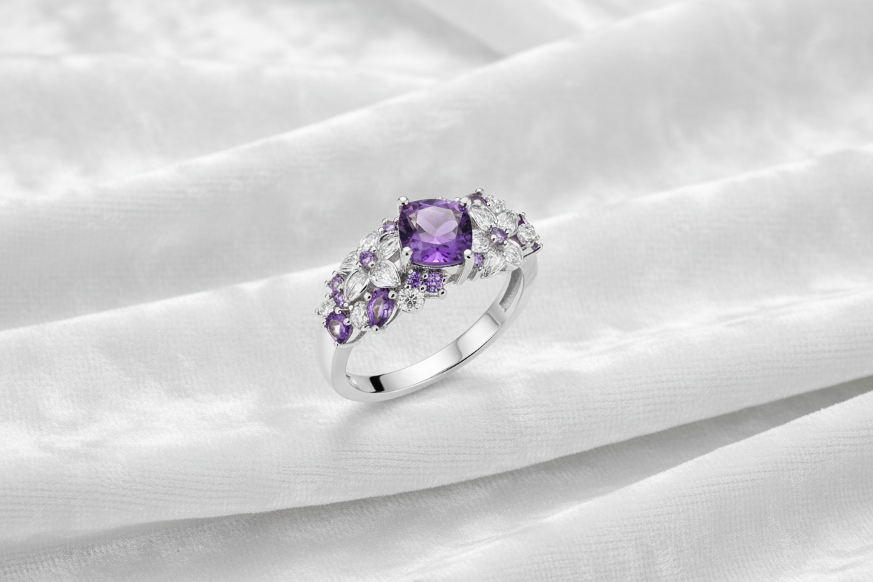 Raine Amethyst Flower Ring