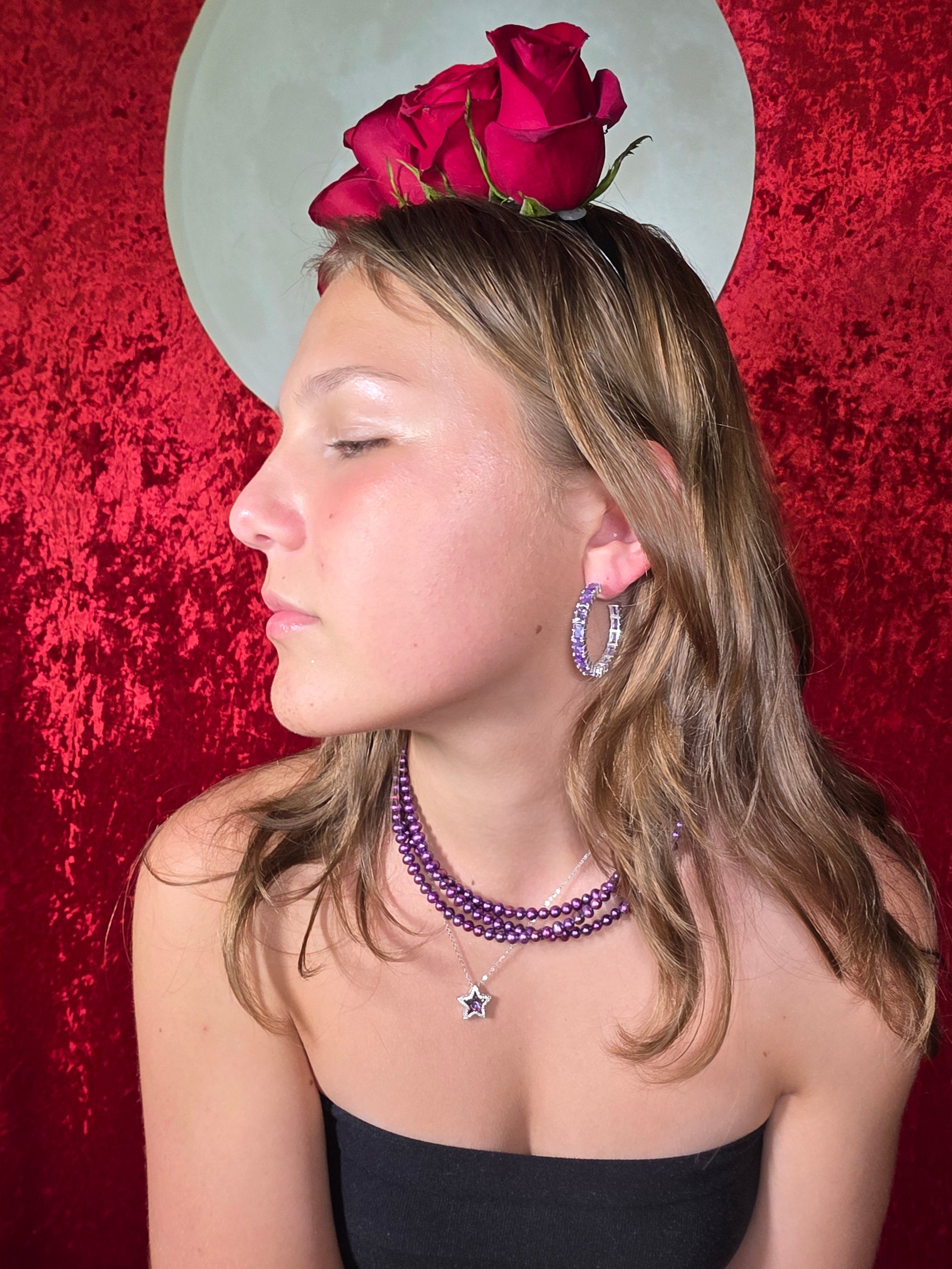 Violet Amethyst Hoops